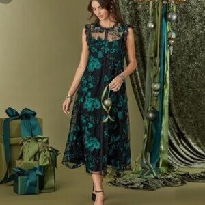 green dress with feather trim Andreeva APPLE GREEN DRESS WITH REAL OSTRICH FEATHER DETAILS main image 0